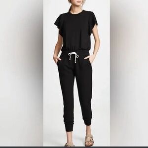 Monrow short sleeve drawstring waist jogger size small jumpsuit